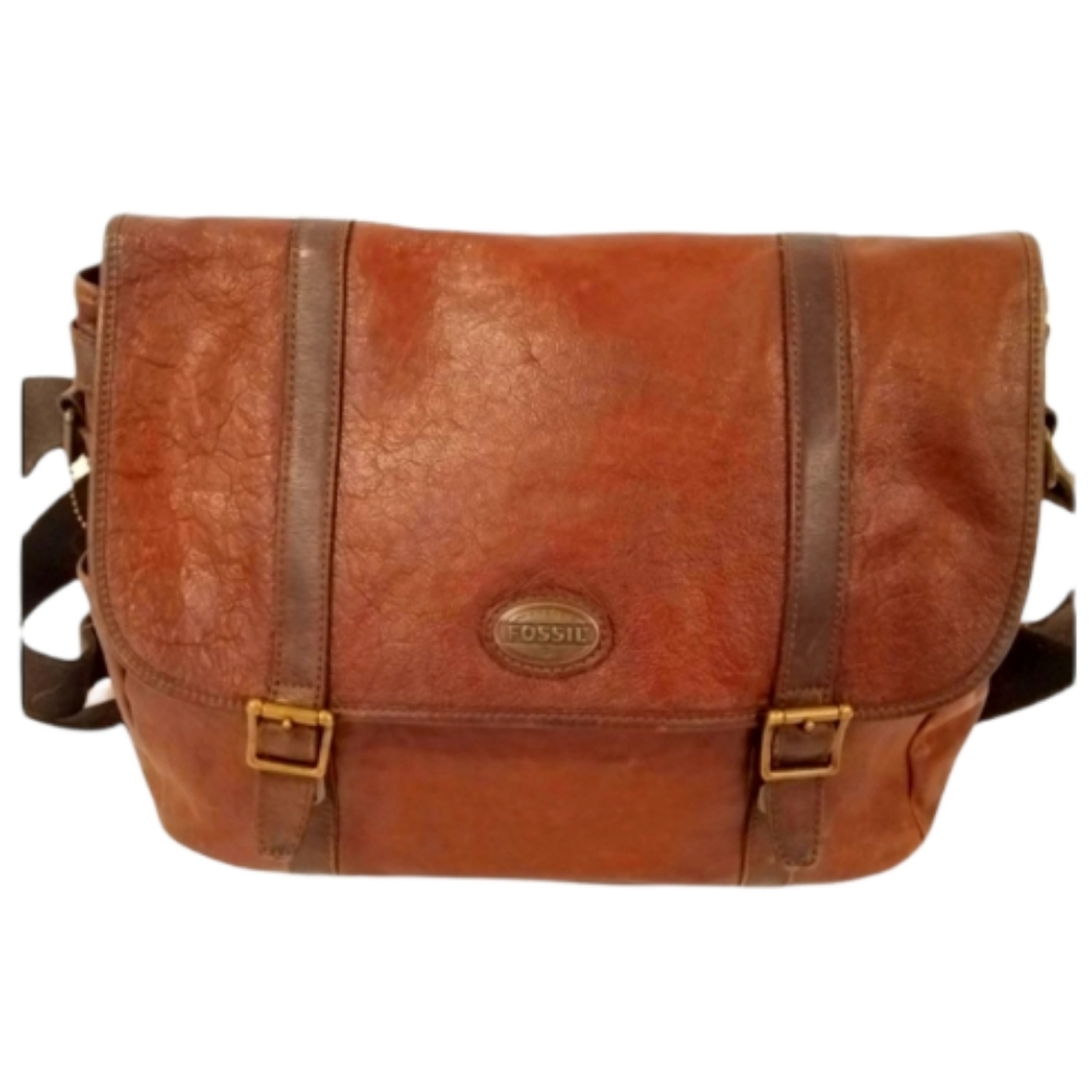 Vintage Fossil XL Messenger Bag Genuine Leather Tote